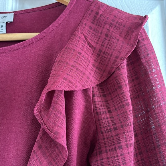 Maroon J.Crew Factory sheer sleeve top - Picture 4 of 5